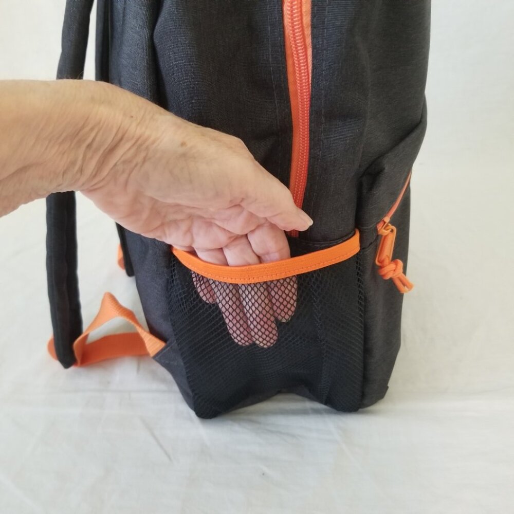 New! Lightweight Black & Orange Basic Backpack W/… - image 6